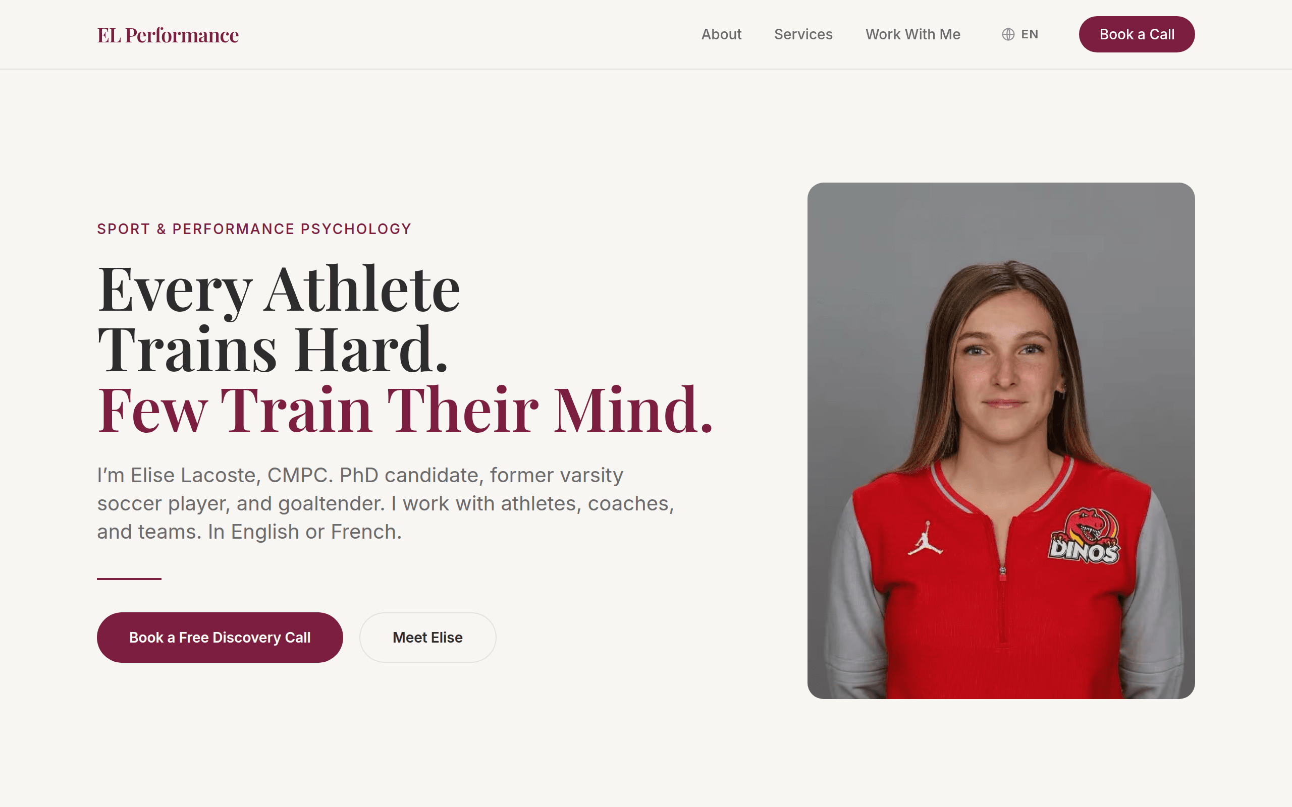 EL Performance home hero: Elise Lacoste, CMPC, mental performance practice